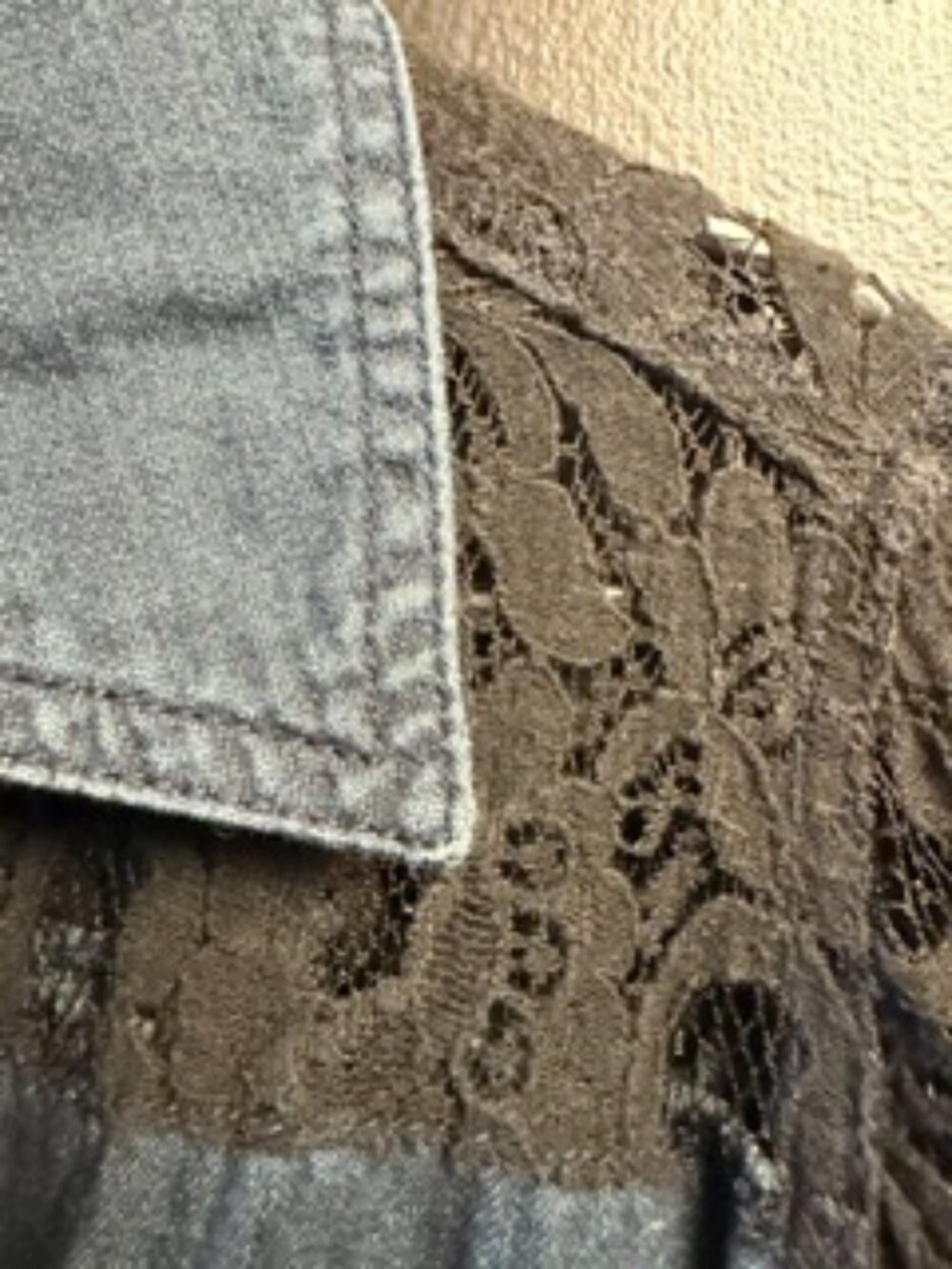 Denim and Lace Button down top